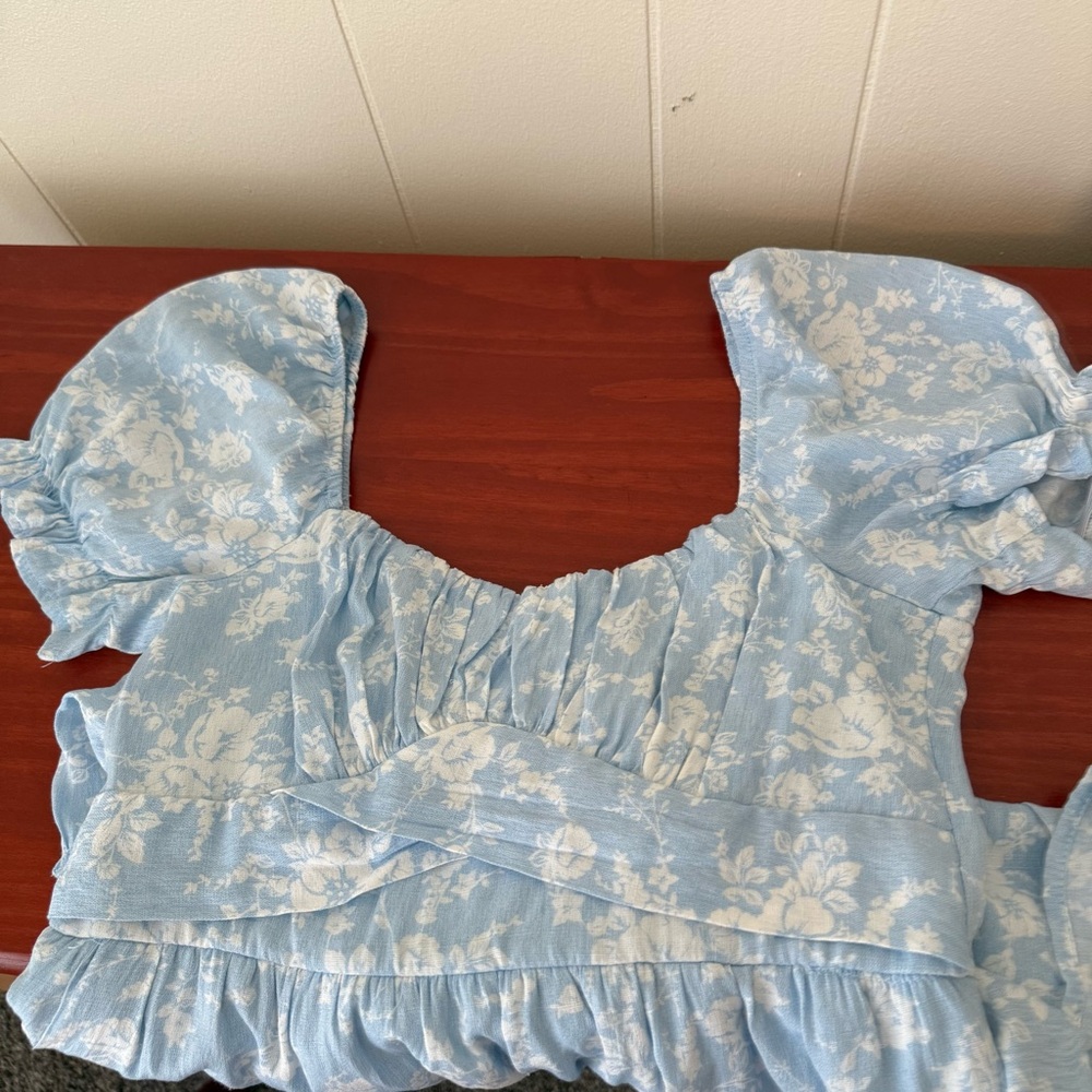 Blue Floral Women's Babydoll Dress
